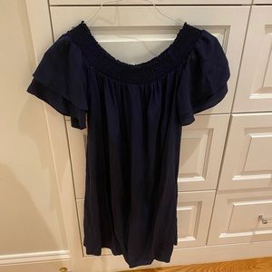 WOMEN’S Navy Blue Off the Shoulder Dress